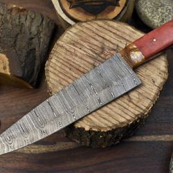 13 inch custom forged damascus steel chef knife with wood handle