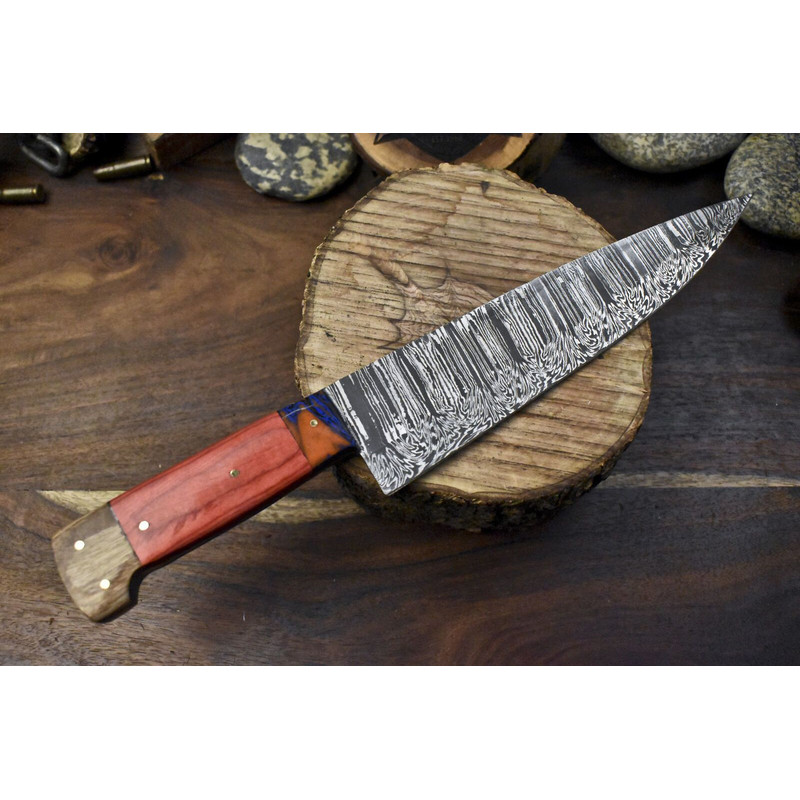 13 Inch Damascus Steel Kitchen Knife  Hard Wood Handle Chef Knife 1