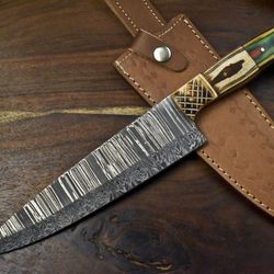 13" hand forged damascus kitchen knife | full tang chef knife with wood handle