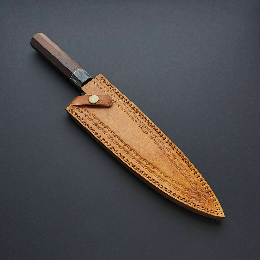 13 Hand Forged Damascus Kitchen Knife  Full Tang Chef Knife With Rose Wood Handle 2