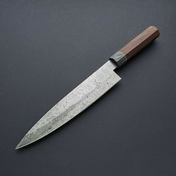 13" hand forged damascus kitchen knife | full tang chef knife with rose wood handle