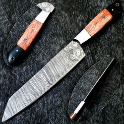 12" damascus steel chef knife | hand forged kitchen knife gift for chefs