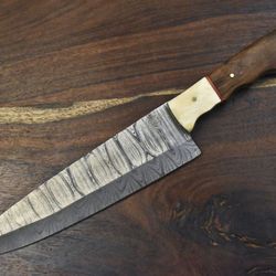 handmade hand forged twist damascus chef knife | 13" kitchen knife with hardwood handle