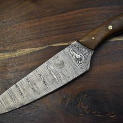 13" handmade damascus chef knife | custom forged kitchen knife with walnut wood