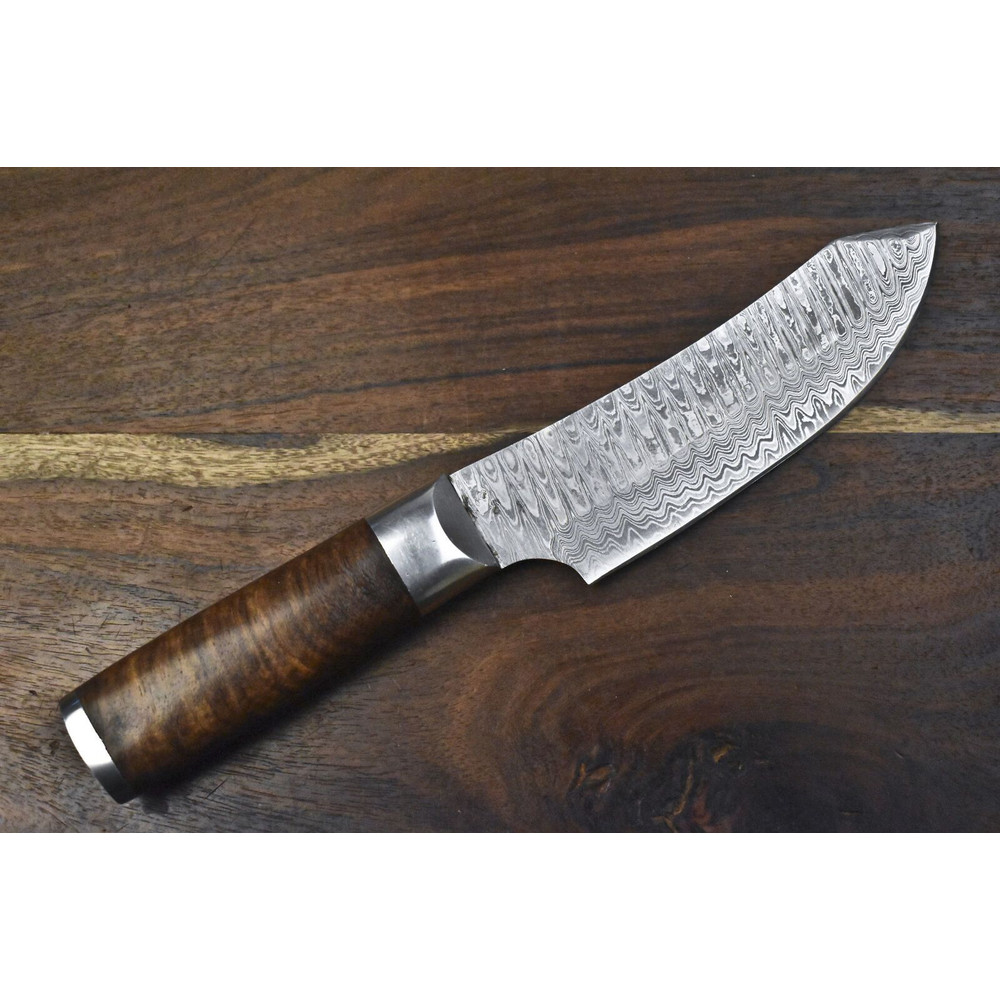 Handmade Damascus Chef Knife  Custom Forged Kitchen Knife With Walnut Wood 1