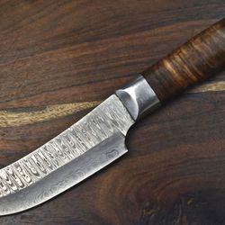 handmade damascus chef knife | custom forged kitchen knife with walnut wood