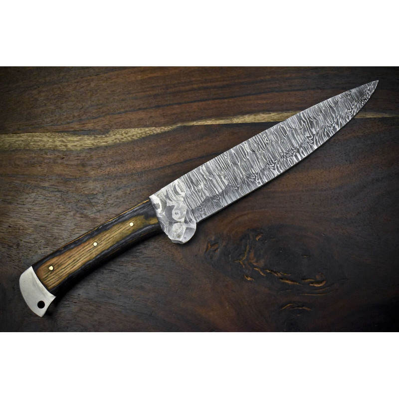 Custom Forged 13 Inch Damascus Chef Knife  Handmade Kitchen Cooking Knife 2