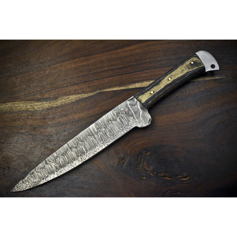 Custom Forged 13 Inch Damascus Chef Knife  Handmade Kitchen Cooking Knife 0