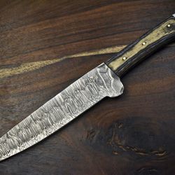 custom forged 13 inch damascus chef knife | handmade kitchen cooking knife