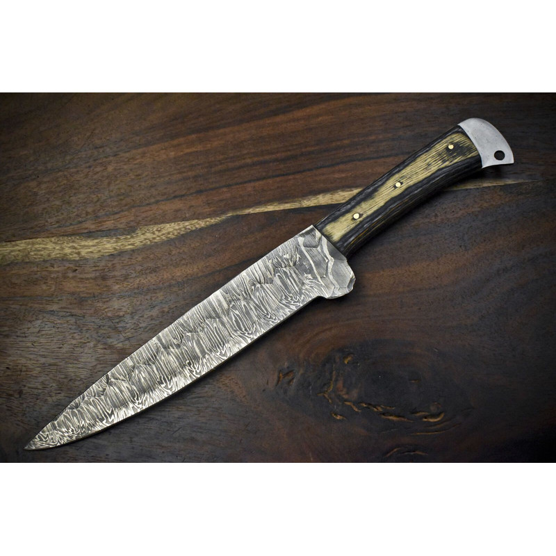 Custom Forged 13 Inch Damascus Chef Knife  Handmade Kitchen Cooking Knife 0
