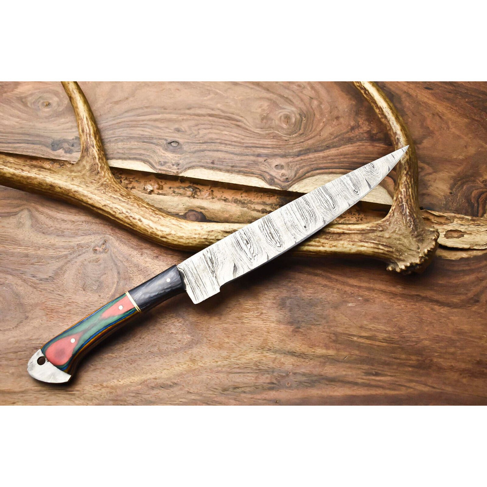 13 Damascus Steel Chef Knife  Hand Forged Kitchen Knife Gift For Chef 3