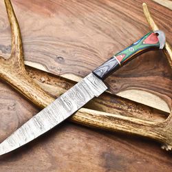 13" damascus steel chef knife | hand forged kitchen knife gift for chef