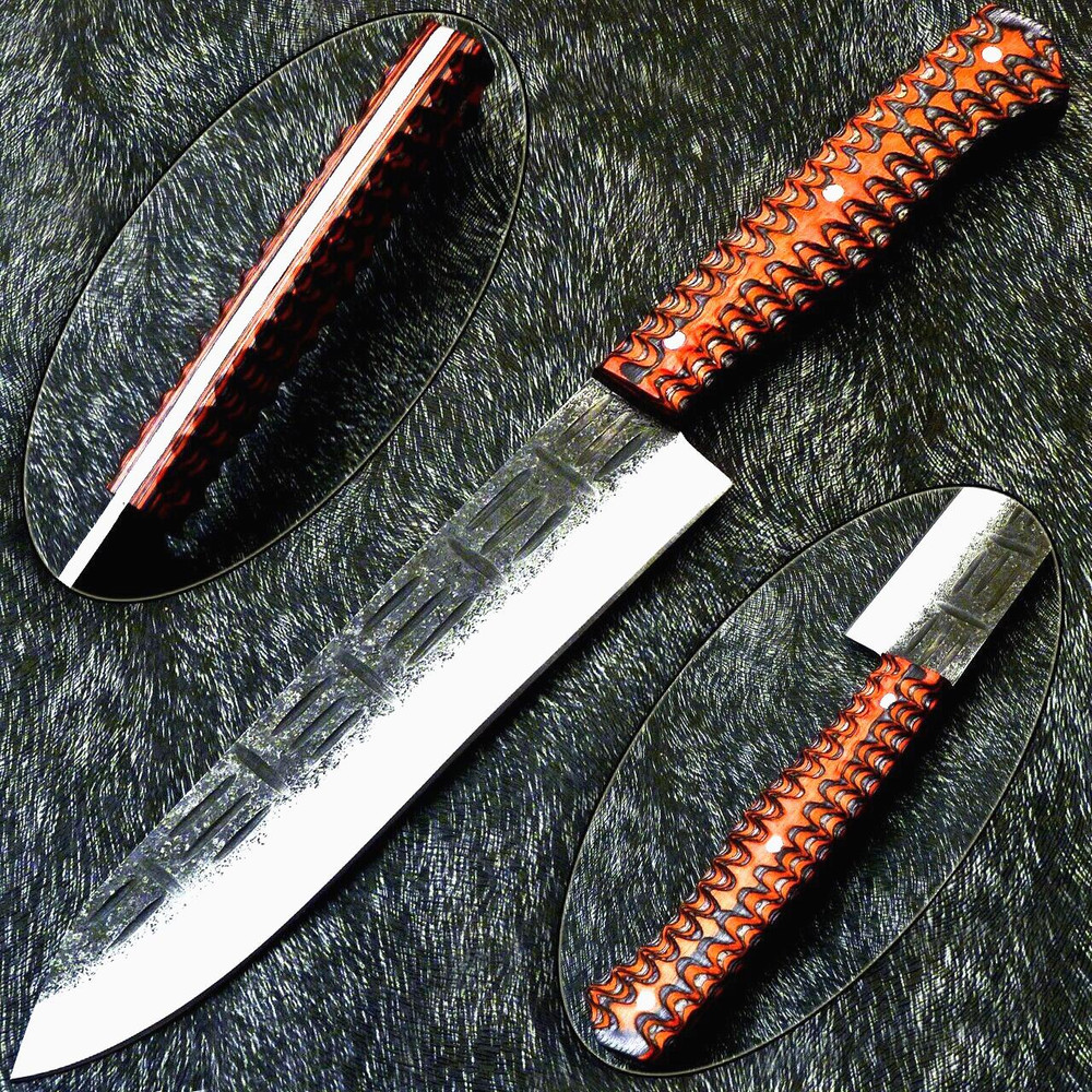 12 Handmade Damascus Steel Chef Knife With Hardwood Handle  Professional Kitchen  Hunting Knife 0