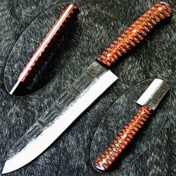 12" handmade damascus steel chef knife with hardwood handle – professional kitchen & hunting knife