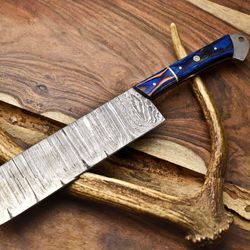 12 inch professional handmade damascus chef chopper knife | hardwood handle | hunting & cooking tool