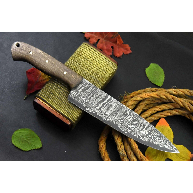 14 Inch Custom Hand Forged Damascus Chef Knife  Full Tang Kitchen Knife 0
