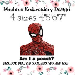 embroidery design spider man am i a peach