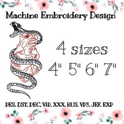 embroidery design snake hugs heart
