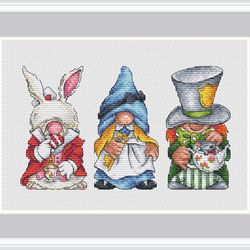 Gnome Cross Stitch Pattern Alice in Wonderland Cross Stitch Pattern White Rabbit Cross Stitch Pattern