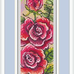 Bookmark Cross Stitch Pattern Flowers Cross Stitch Pattern Rose Cross Stitch Pattern Book Cross Stitch Pattern