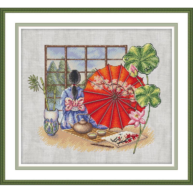 Japan Cross Stitch Pattern Japanese Girl Cross Stitch Pattern Flowers Cross Stitch Pattern Pagoda Cross Stitch Pattern 0