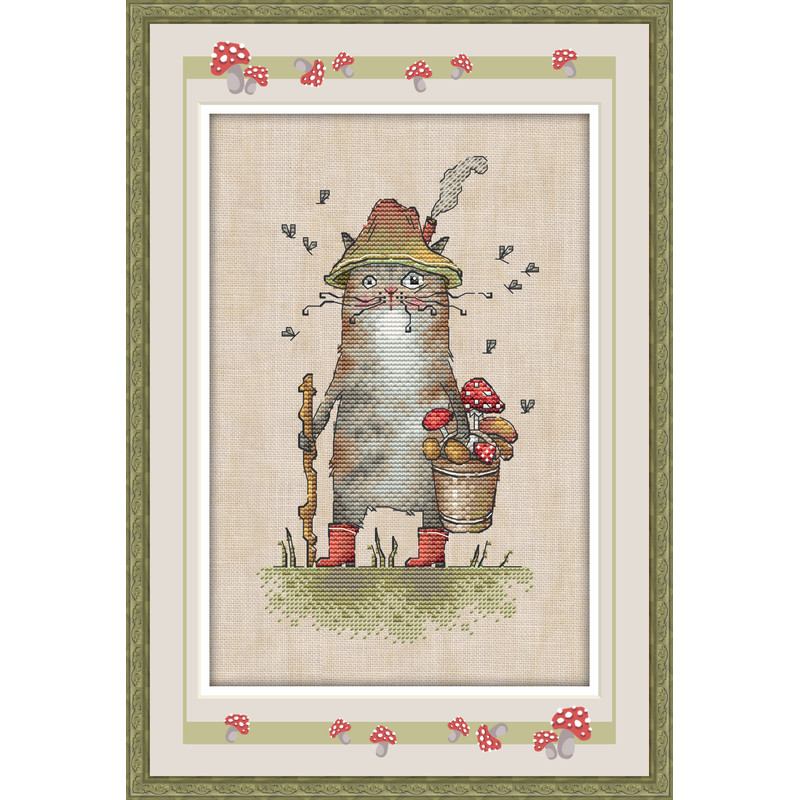 Cat Cross Stitch Pattern Fall Cross Stitch Pattern Autumn Cross Stitch Pattern Mushrooms Cross Stitch Pattern PDF 0