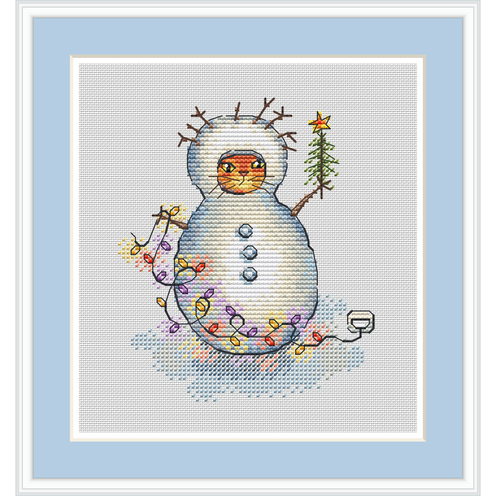 Cat Cross Stitch Pattern Christmas Cross Stitch Pattern Snowman Cross Stitch Pattern Winter Cross Stitch Pattern PDF 0