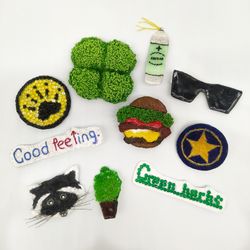 Set of 10 cool handmade embroidered patches stickers for backpack, clothes, denim and leather jacket, shirt, jeans