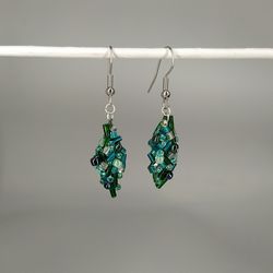 Cute little green leaves earrings