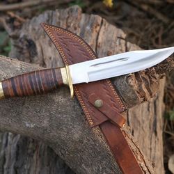 Custom Handmade D2 steel Bowie knife with leather handle best gift for men