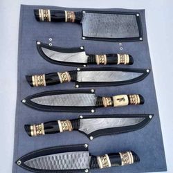 6PCS Handmade Chef Knives Set. Kitchen Knife set, Damascus  Steel knives, Chef knives, Chef Set, Gifts for him, Birthday