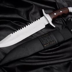 Custom handmade D2 steel blade bowie knife with Rose wood handle best gift for men, Christmas gift, KnifeCollector