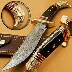 Custom handmade DAmascus steel knife with Buffalo bone handle best gift for men, Christmas gift