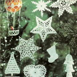 Digital | Christmas snowflakes and ornaments | Crochet snowflakes | Vintage knitting | Christmas | English PDF