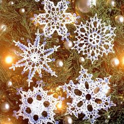 Digital | Christmas snowflakes | Vintage crochet pattern | Snow crystals | Crochet Christmas decorations | PDF