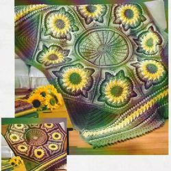 Digital | Vintage Sunflower Crochet Afghan Blanket | Knitted blanket | Incredibly beautiful Afghan | PDF