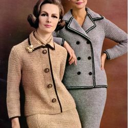 Crochet Patterns Vintage 2 Sets Princess Suit and Double Breasted Suit PDF File Instant Download
