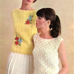 Vintage Crochet Pattern 2 Blouses Long Shell and Shell for Women PDF Instant Download