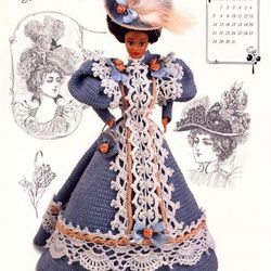Vintage dress for Barbie doll | Crochet pattern | Crochet dress for Barbie | PDF Digital download