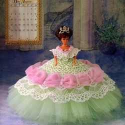 Vintage crochet | Crochet pattern | Knitted dress for Barbie doll | Dress pattern for a doll | PDF