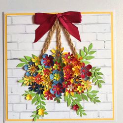 Boxed Luxury Hanging Flowers Greeting Card | Handmade for Special Occasions