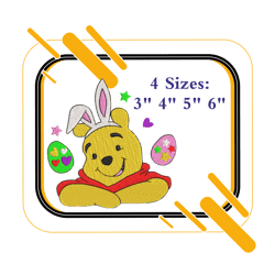 Machine embroidery design of Winnie the Pooh for Easter