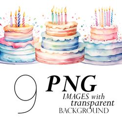Watercolor Happy Birthday Cake Clipart Png Transparent Background, Birthday Cake Illustrations, Birthday Cake Graphics