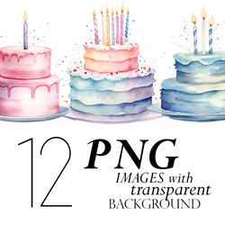 Watercolor Simple Birthday Cake Clipart Transparent Background Png, Happy Birthday Cake Illustrations, Birthday Graphics