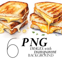 Watercolor Melted Grilled Cheese Clipart Png Transparent Background, Melt Grilled Cheese Sandwich Clipart Grill Food Png