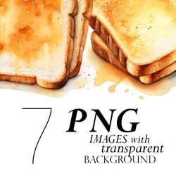 Watercolor Toast Clipart Png Transparent Background, Toasted Bread Slice Clipart, Yummy Breakfast Toast Illustrations