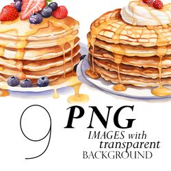 Watercolor Pancake Clipart Png Transparent Background, Pancake Breakfast Illustrations, Pancake Stack Clipart Images