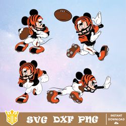 Cincinnati Bengals Mickey Mouse Disney SVG, NFL SVG, Disney SVG, Vector, Cricut, Cut File, Clipart, Digital Download