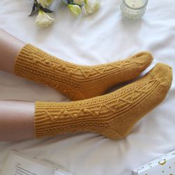Hand knitted socks for women. Alpaca socks. Gift for her.