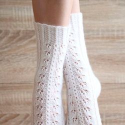 Handmade socks womans. lace socks. Merino socks. Gift for her.